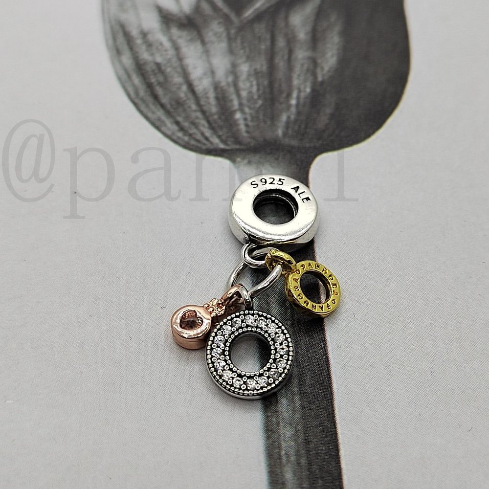 Pandora Triple Monogram & Logo Dangle Charm